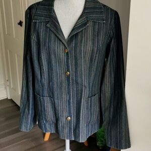 Vintage Peach Tree Originals denim striped blazer. Size Large 🇨🇦